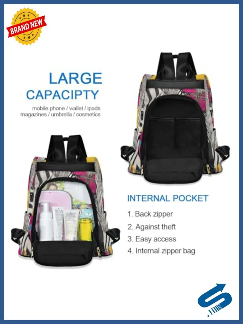 Anti Theft Backpack Purse for Women Adjustable Straps Plush Keychain Travel